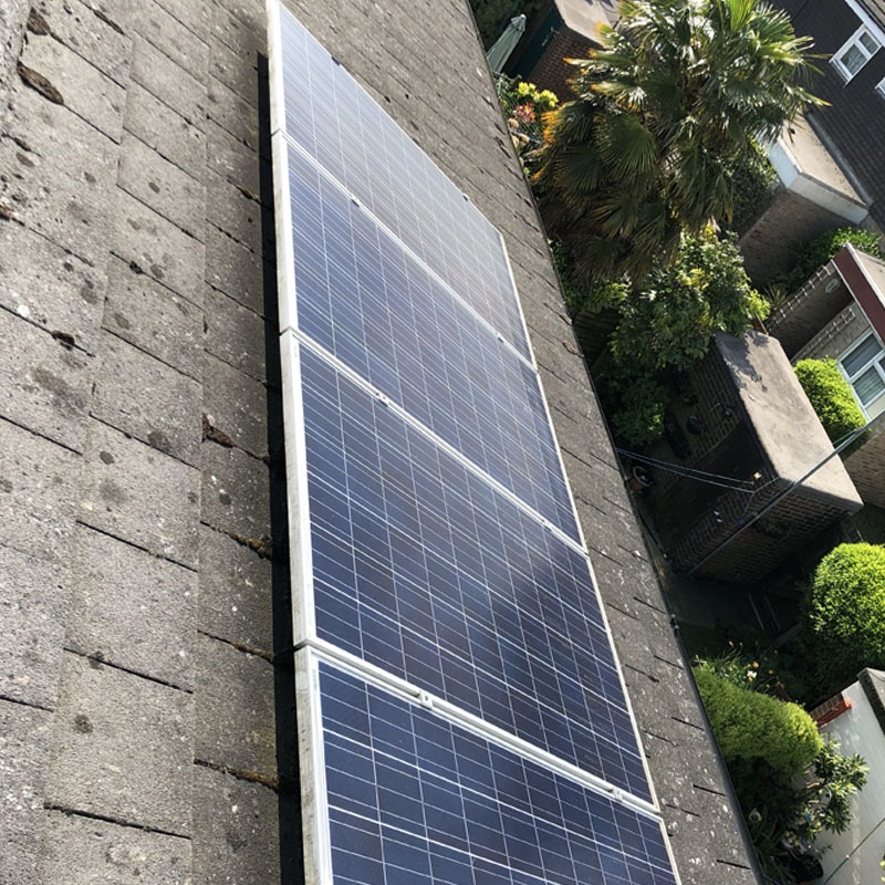 Solar panel clean on roof