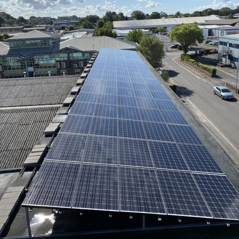 solar panel cleaning on commercial roof