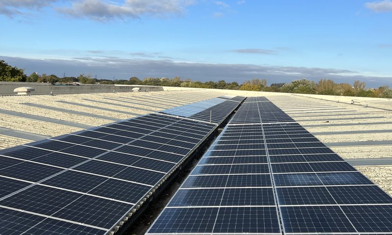commercial solar installation on flat roof