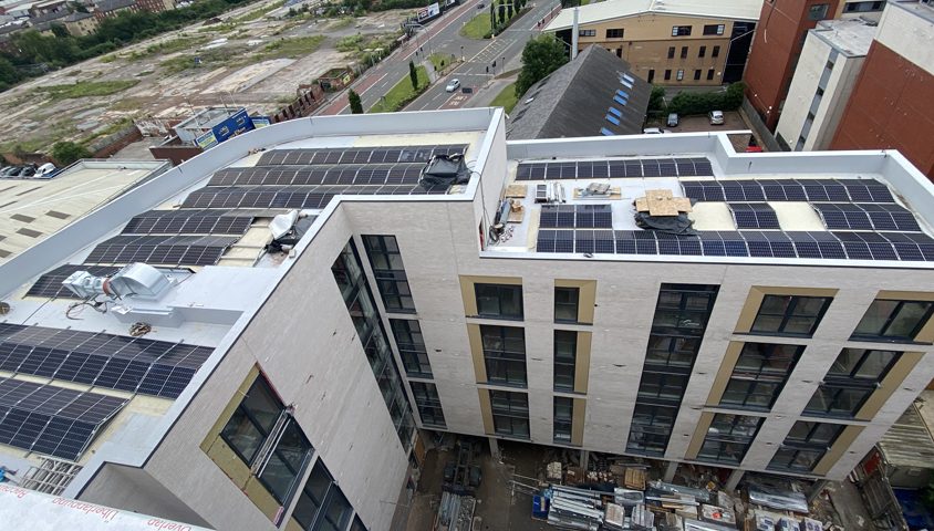commercial solar install on roof